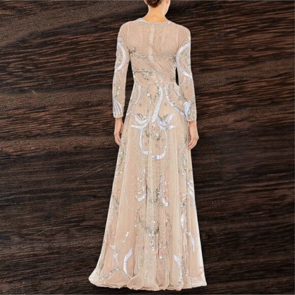 MAC DUGGAL Women’s Long Sleeve Embellished Illusion Evening Gown in the Size 18 - Picture 5 of 14